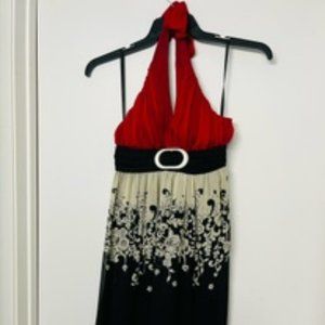 Jonathan Martin - Halter Neck Backless Dress with Side Zipper- Size 8P